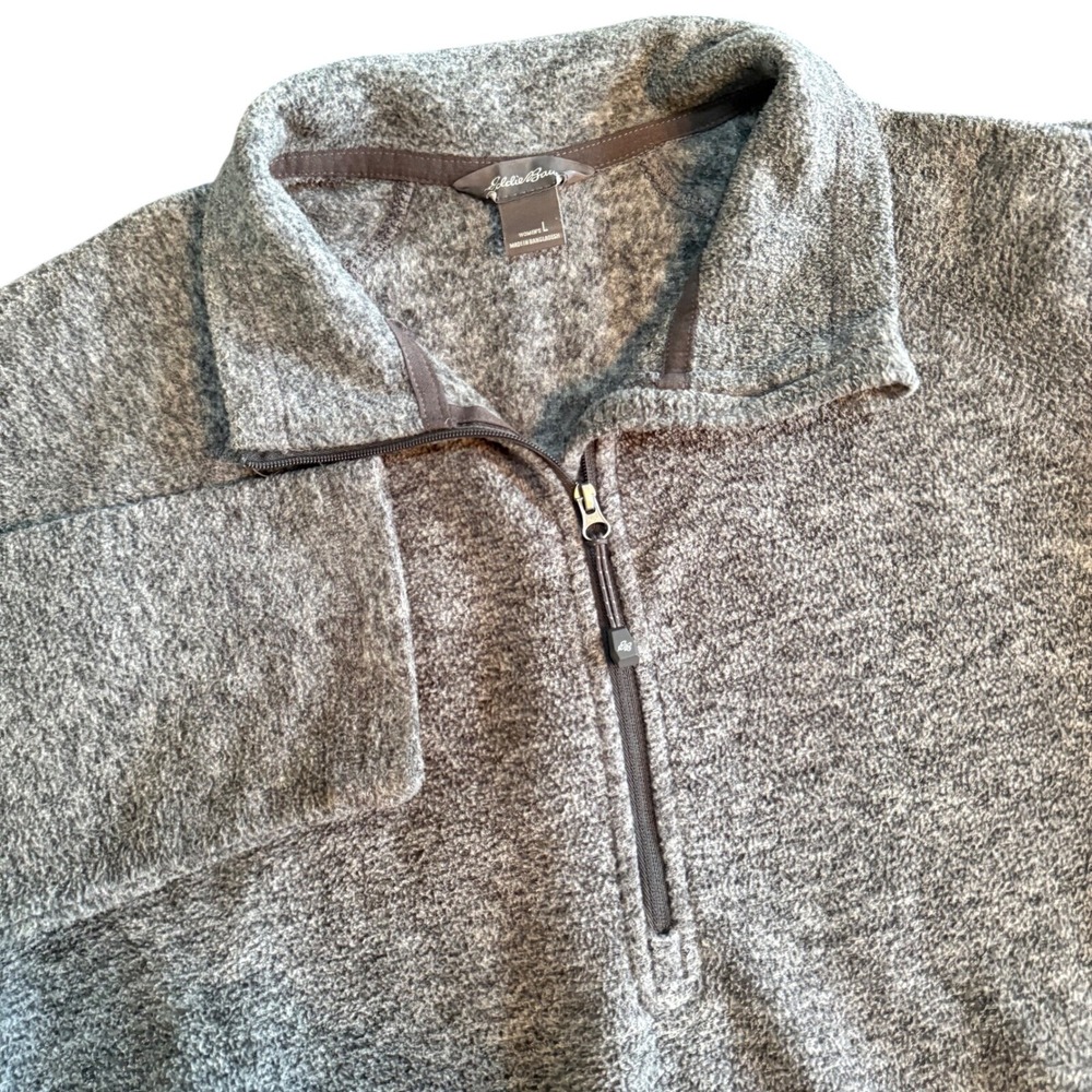 Eddie Bauer Women's Large Quarter Zip Fleece Pullover Sweater Heather Gray Gorp